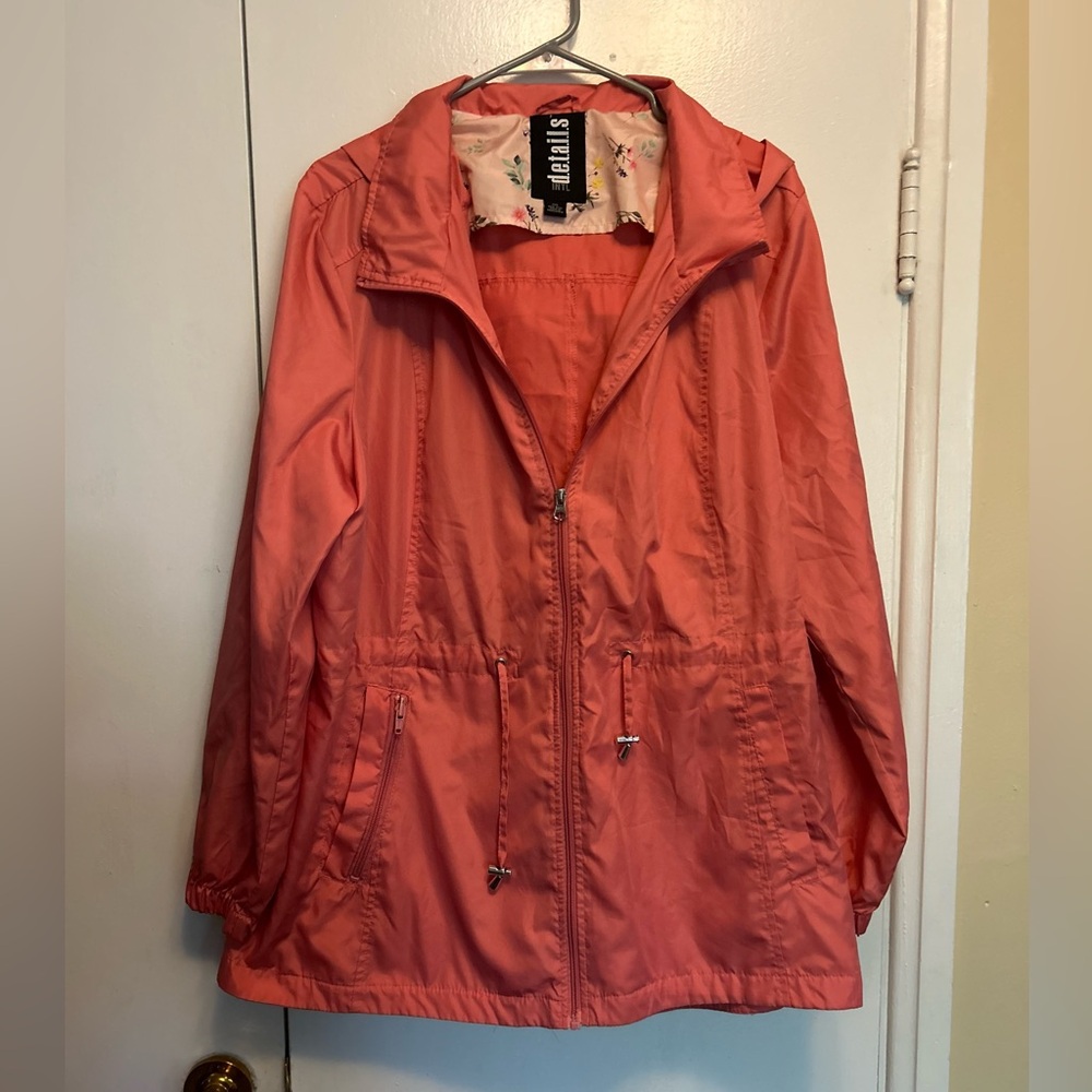Plus Lightweight Coral INTL details Rain Jacket